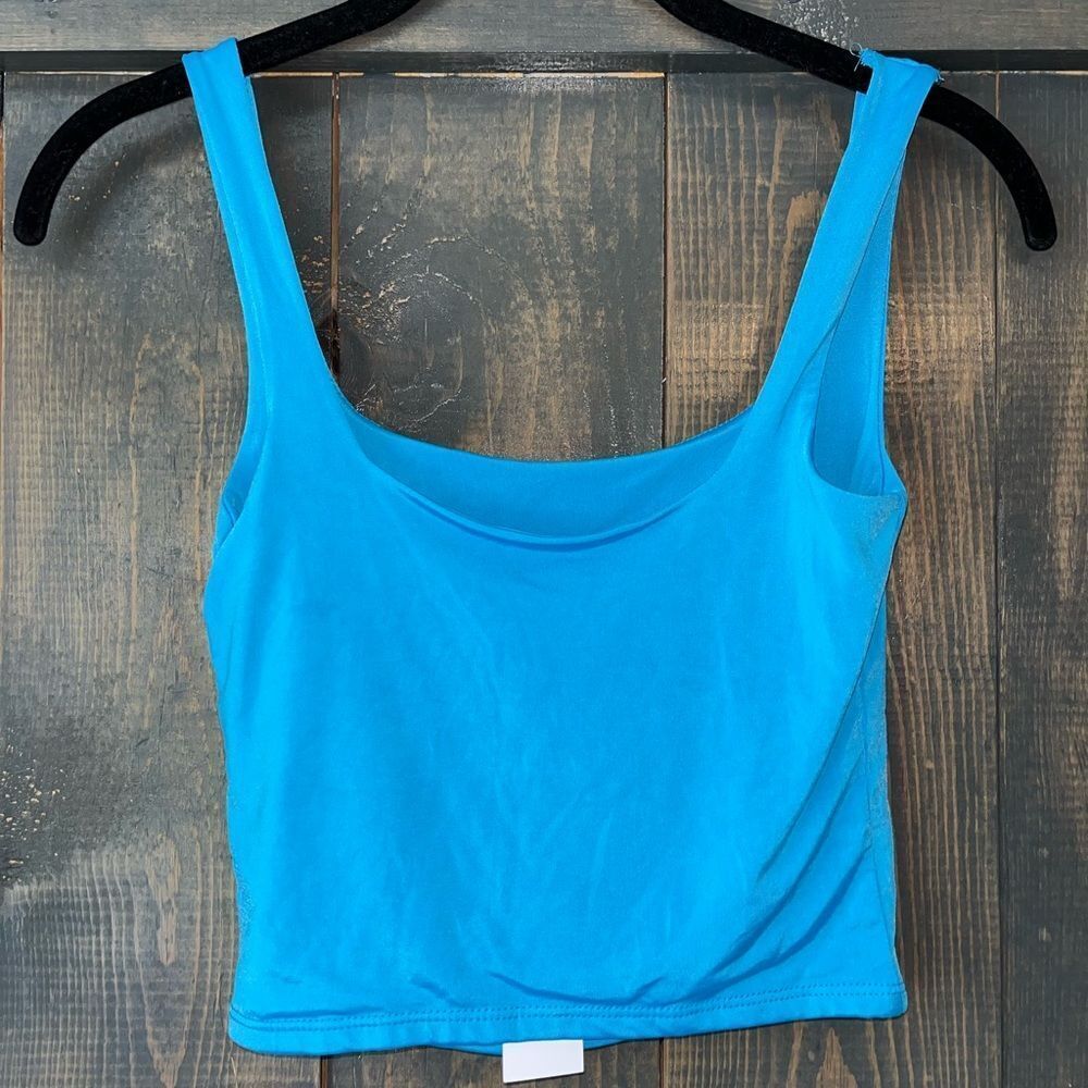 Bright Blue‎ Cropped Tank Top Sleeveless Summer Casual Basic Cotton Stretch D23 - Picture 4 of 6